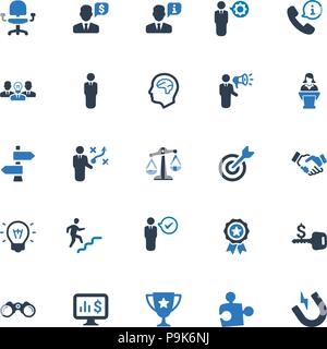 Bella, meticolosamente progettato icone Business - Serie blu (Set di 3) Illustrazione Vettoriale