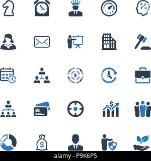 Bella, meticolosamente progettato icone Business - Serie blu (Set di 4) Illustrazione Vettoriale