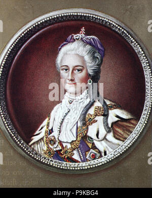 Catherine II, Yekaterina Alekseyevna, 2 maggio 1729 â€" 17 novembre 1796, conosciuta anche come Caterina la Grande, Yekaterina Velikaya, nato Princess Sophie di Anhalt-Zerbst, fu imperatrice di Russia dal 1762 fino al 1796, digitale migliorata la riproduzione di un originale stampa da l'anno 1900 Foto Stock