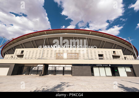 Madrid, Spagna - 15 Luglio 2018 - Wanda Metropolitano stadium di Madrid, Spagna. Wanda Metropolitano è il nuovo stadio di Atletico de Madrid, Spagnolo fo Foto Stock