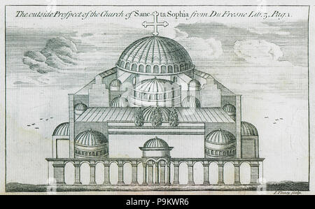 312 Tutta la vista della chiesa di Sancta Sophia da Dufresne Lib 7, pag 5 - Gilles Pierre - 1729 Foto Stock
