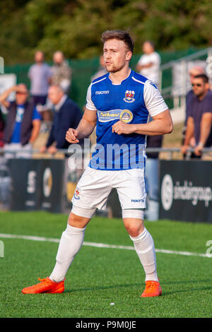 Bridgend, Galles. Il 18 luglio 2018. Host Penybont Newport County in un amichevole Pre-Season al KYMCO Stadium. Lewis Mitchell/Alamy Live News. Foto Stock