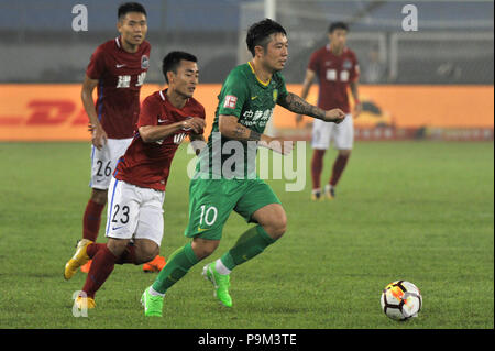 Beijin, Beijin, Cina. 19 Luglio, 2018. Pechino, Cina-Pechino Guo'una squadra di calcio sconfitte Henan Jianye 2-1 a 2018 Chinese Super League a Pechino in Cina. Credito: SIPA Asia/ZUMA filo/Alamy Live News Foto Stock