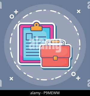 Tabella di report e borsa icona sopra uno sfondo grigio, design colorato. illustrazione vettoriale Illustrazione Vettoriale