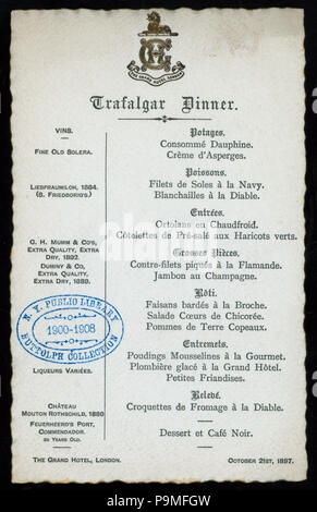 566 LA CENA (detenute da) TRAFALGAR (a) "GRAND HOTEL, LONDON,(Inghilterra)" (per;) (NYPL ADE-271051-470759) Foto Stock