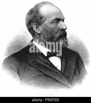 . Inglese: Ritratto incisione di James Abram Garfield, ventesimo presidente degli Stati Uniti. pubblicato 1892 144 Appletons' Garfield James Foto Stock