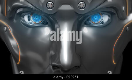 Occhi Robot closeup dettagli. Cibernetica futuristico design concettuale. 3D render Foto Stock
