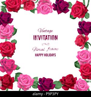 Rose rosse telaio Illustrazione Vettoriale