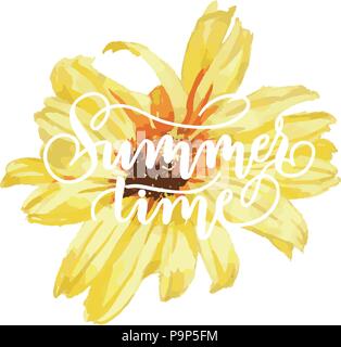 Orario estivo - scritte a mano l iscrizione alla vacanza, design in bianco e nero la calligrafia di inchiostro Illustrazione Vettoriale