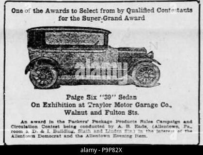 37 1918 - Motore Traylor Garage Azienda giornale di annunci2 Allentown PA Foto Stock
