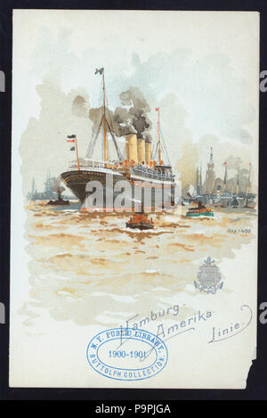 541 LA CENA (detenute da) AMBURGO- ARMERIKA LINIE (a) lungo il tragitto EXPRESS VAPORIZZATORE Auguste Victoria (SS;) (NYPL ADE-271855-468015) Foto Stock