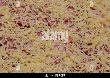 La salsiccia con la carne sulla pasta con la maionese e formaggio, preparato per pizza Foto Stock