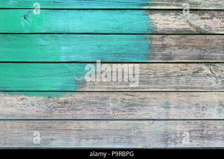 Mezza verniciato di verde parete in legno Foto Stock