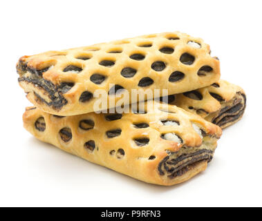 Pane di reticolo impostare isolati su sfondo bianco sfornato fresco tre con noce di cocco e cioccolato Foto Stock