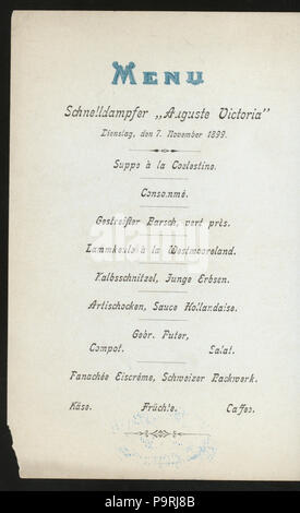 541 LA CENA (detenute da) AMBURGO- ARMERIKA LINIE (a) lungo il tragitto EXPRESS VAPORIZZATORE Auguste Victoria (SS;) (NYPL ADE-271855-4000006544) Foto Stock