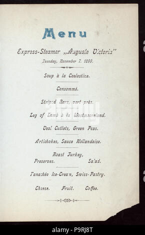 541 LA CENA (detenute da) AMBURGO- ARMERIKA LINIE (a) lungo il tragitto EXPRESS VAPORIZZATORE Auguste Victoria (SS;) (NYPL ADE-271855-4000006545) Foto Stock