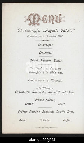 541 LA CENA (detenute da) AMBURGO- ARMERIKA LINIE (a) lungo il tragitto EXPRESS VAPORIZZATORE Auguste Victoria (SS;) (NYPL ADE-271856-4000006547) Foto Stock