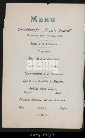 541 LA CENA (detenute da) AMBURGO- ARMERIKA LINIE (a) lungo il tragitto EXPRESS VAPORIZZATORE Auguste Victoria (SS;) (NYPL ADE-271858-4000006557) Foto Stock