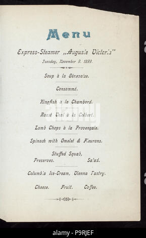 541 LA CENA (detenute da) AMBURGO- ARMERIKA LINIE (a) lungo il tragitto EXPRESS VAPORIZZATORE Auguste Victoria (SS;) (NYPL ADE-271858-4000006558) Foto Stock