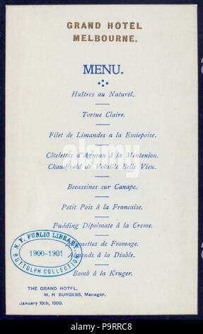 540 LA CENA (detenute da) GRAND HOTEL (a) Melbourne (Australia ) (HOTEL;) (NYPL ADE-272148-475116) Foto Stock