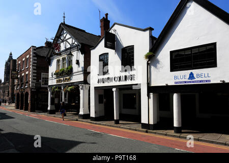 Edificio architettonico stili, Northgate Street, Chester City, Cheshire, Inghilterra. Foto Stock