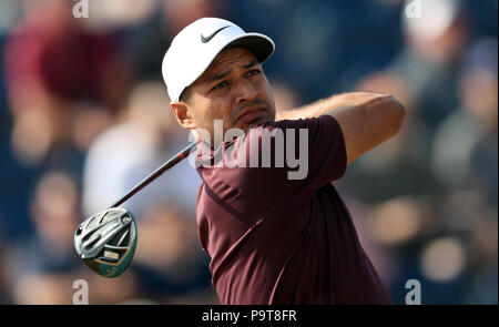 Julian Suri USA tee fuori il 3 ° giorno uno del Campionato Open 2018 a Carnoustie Golf Links, Angus. PREMERE ASSOCIAZIONE foto. Data foto: Giovedì 19 luglio 2018. Vedi la storia della Pennsylvania Golf Open. Il credito fotografico deve essere: David Davies/PA Wire. RESTRIZIONI: Solo per uso editoriale. Nessun uso commerciale. Solo immagini fisse. Il logo Open Championship e il collegamento chiaro al sito Open (TheOpen.com) da includere nella pubblicazione del sito. Foto Stock