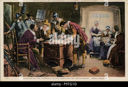 349 coperti da copyright e pubblicato da una S Burbank, firma del Compact nel Mayflower, Percy Moran (BNI 22135) Foto Stock