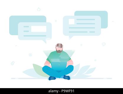 Per chattare online - piatto stile design illustrazione Illustrazione Vettoriale