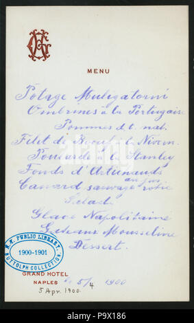 540 LA CENA (detenute da) GRAND HOTEL (a) "Napoli, Italia" (stranieri;) (NYPL ADE-273396-466811) Foto Stock