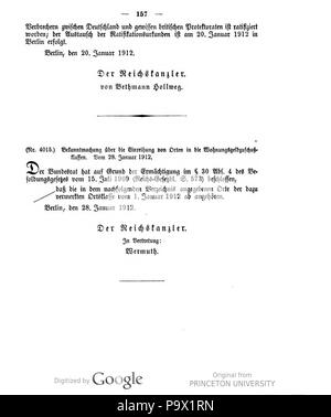 448 Deutsches Reichsgesetzblatt 1912 007 157 Foto Stock