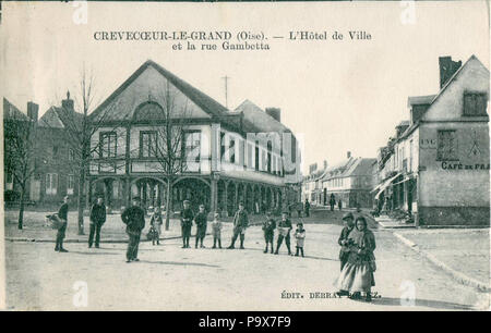 377 Debray-Bollez - CREVECOEUR - L'Hotel-de-Ville et la Rue Gambetta Foto Stock