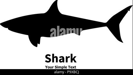 Illustrazione Vettoriale di silhouette nera di squalo Illustrazione Vettoriale