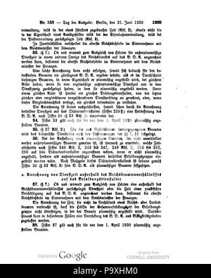 505 Deutsches Reichsgesetzblatt 1920 138 1269 Foto Stock