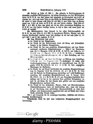 505 Deutsches Reichsgesetzblatt 1920 138 1272 Foto Stock