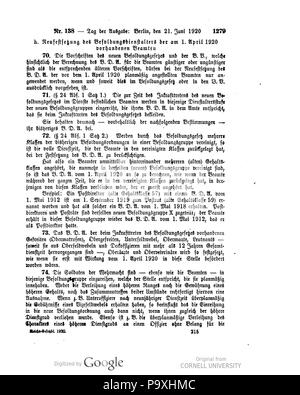 505 Deutsches Reichsgesetzblatt 1920 138 1279 Foto Stock