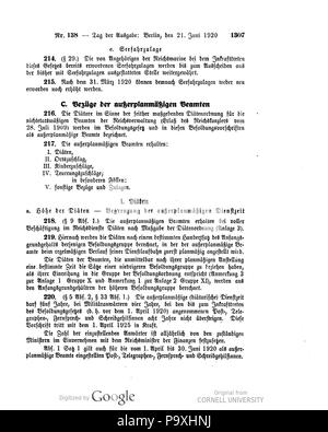 505 Deutsches Reichsgesetzblatt 1920 138 1307 Foto Stock