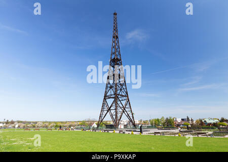 Gliwice in Slesia. Un vecchio legno torre radio, uno dei simboli di inizio della seconda guerra mondiale in Polonia Foto Stock