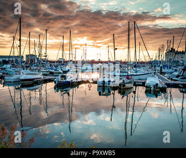 Aberystwyth Marina al tramonto Foto Stock