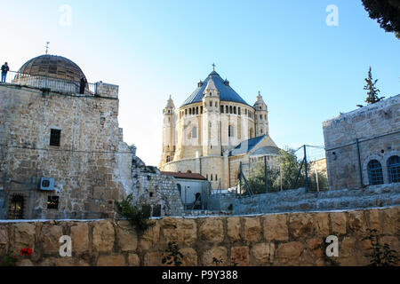 Chiesa di lingua tedesca monaci sul monte Sion, Hagia Maria Sion Abbey a Gerusalemme, Israele Palestina Foto Stock