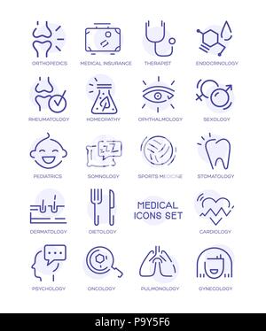 Set di icone di medici, vettore segni di linea Illustrazione Vettoriale