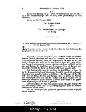 511 Deutsches Reichsgesetzblatt 1921 001 0002 Foto Stock