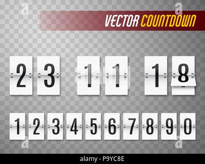 Il timer del conto alla rovescia. Flip tempo rimanente quadro di controllo o di clock. Vettore. Illustrazione Vettoriale