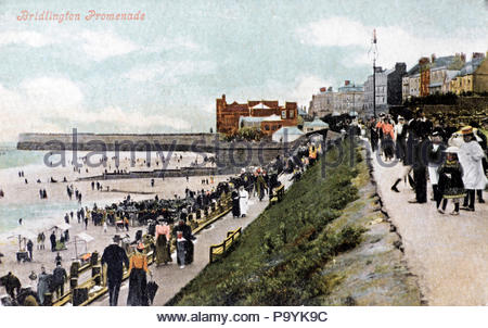 Bridlington Promenade , cartolina d'epoca del 1910 Foto Stock