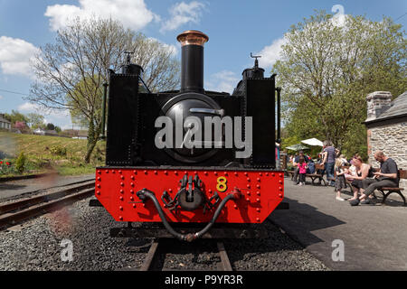 La Valle di Rheidol Railway (Rheilffordd Cwm Rheidol), Aberystwyth, Galles. Locomotiva n. 8 - Llywelwyn, costruita nel 1923 a Swindon Foto Stock