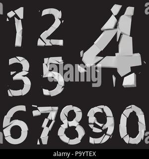 3d vettore di stile fratturato set di lettere Illustrazione Vettoriale