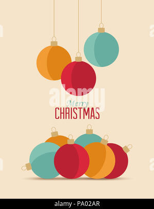 Retrò decorativo palle di Natale, vettore scheda di Natale Foto Stock