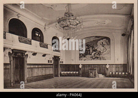 592 Dresden,TU-Gebäude am Weberplatz-Aula mit Wandbild 1910 Foto Stock