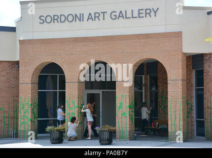 La tecnica a nastro equipaggio in base fuori di Providence, Rhode Island, con Guida dello studente, lavorando su un murale per tutta la settimana presso la Galleria Sordoni, documento Wilkes University Foto Stock