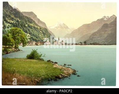 659 Fluelen, vista generale, il Lago di Lucerna, Svizzera-LCCN2001703119 Foto Stock