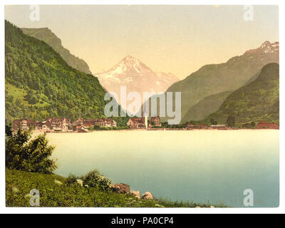 659 Fluelen, vista generale, il Lago di Lucerna, Svizzera-LCCN2001703115 Foto Stock